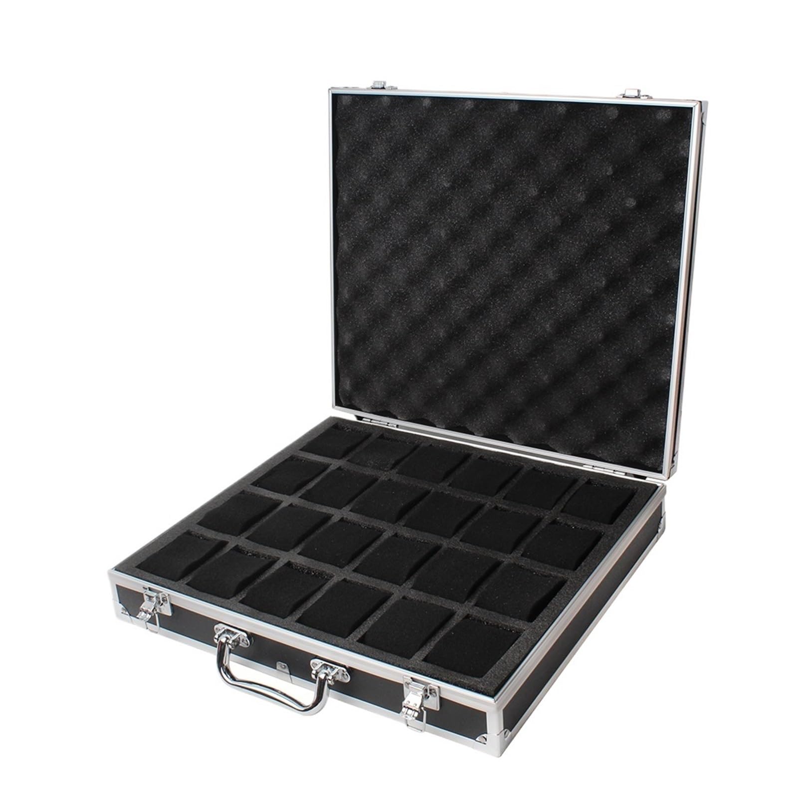 Cymmiyt Gc16-24 Slots Black Watch Box 24 Girds Watch Box Aluminum Alloy Produc Pattern Storage Clock Collection Display Boxes(Gc16-24 Slots Black)