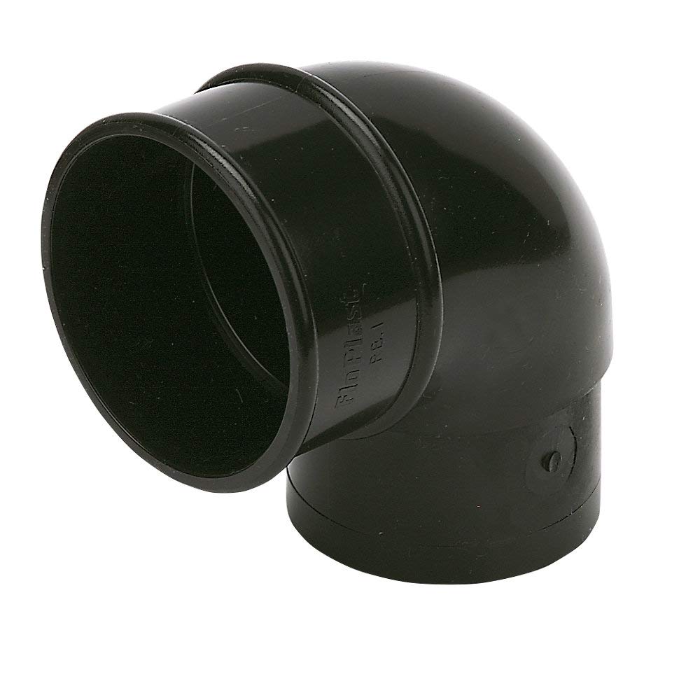 FLOPLAST 68mm Round Gutter Pipe 92.5 Degree Offset Bend - Black