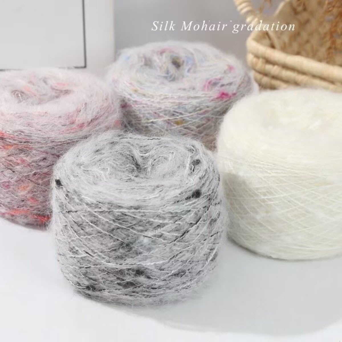 Paquete de 4/8 ovillos de lana Mohair de seda multicolor, para ganchillo y tejer suéteres acogedores, manualidades, proyectos de punto, suave, calidad prémium (100 g)