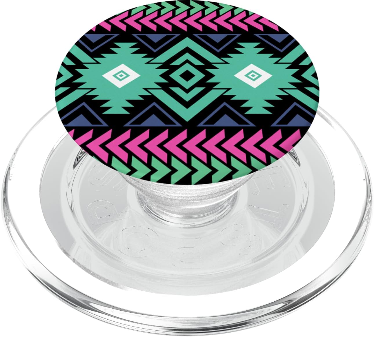 Aztec Tribal Pattern Teal Pink PopSockets MagSafe PopGrip for iPhone