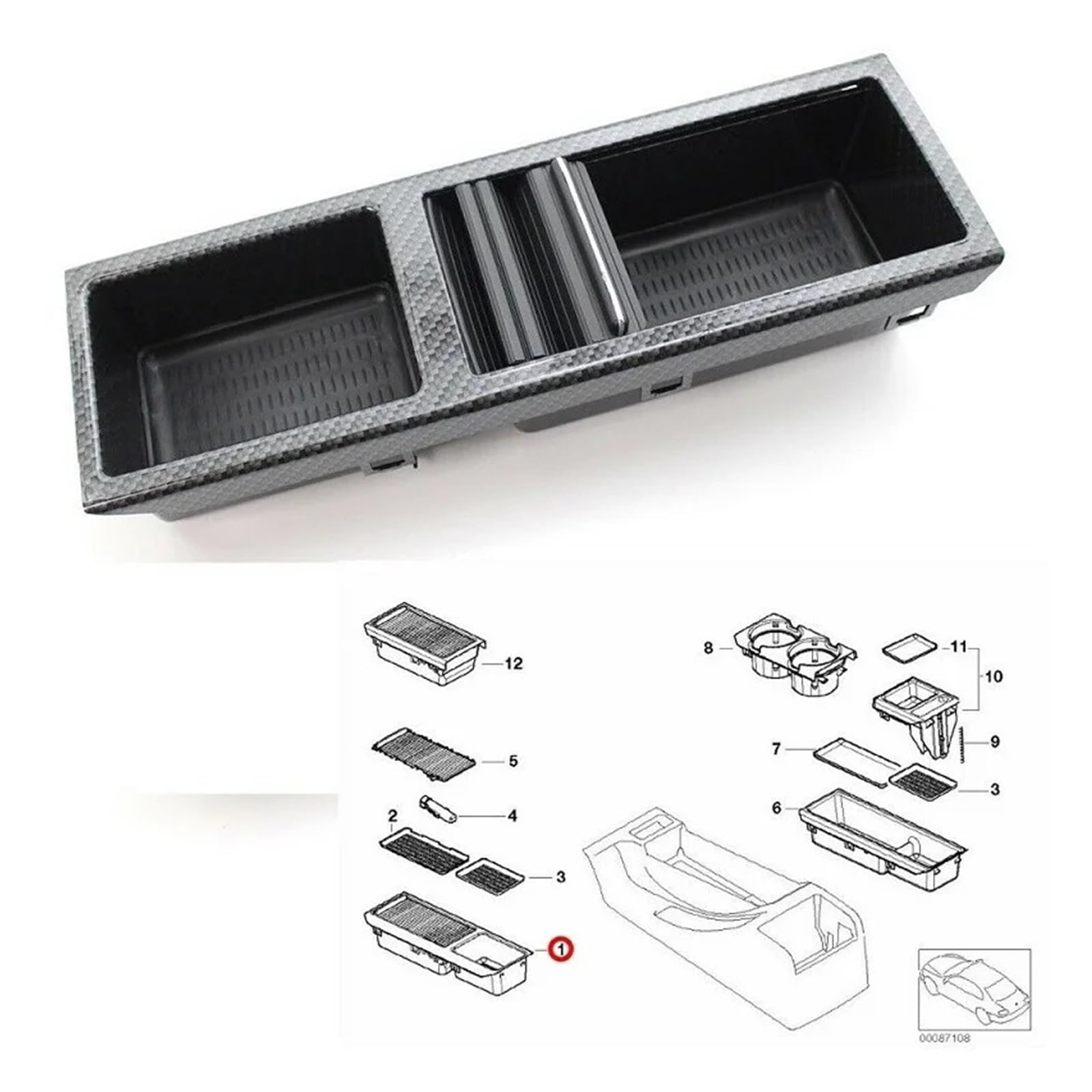 Compatible con portavasos de Coche Serie 3 E46, Consola Central Delantera, Caja de Almacenamiento for Monedas de 1998 a 2007(Black)