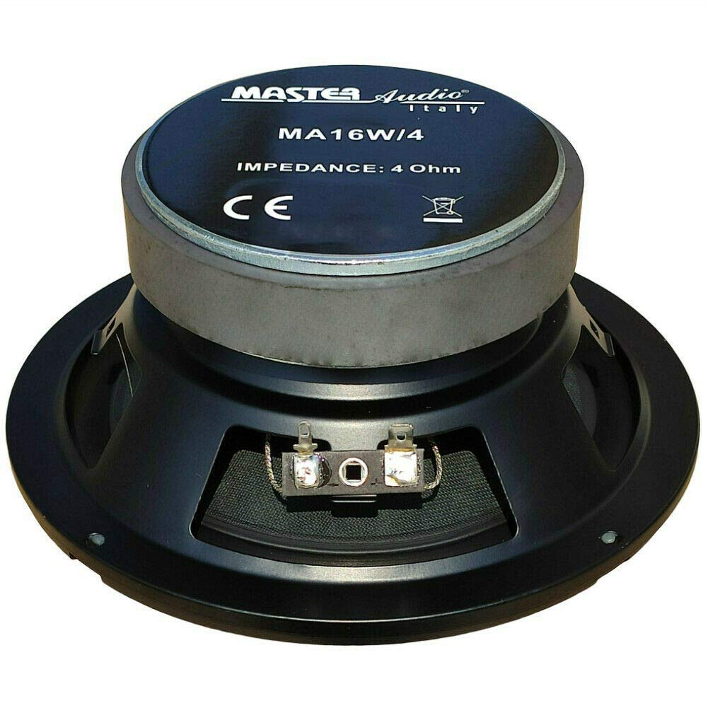1 WOOFER MASTER AUDIO MA16W/4 MA 16W/4 Profesional 16,50 cm 165 mm 6,5" 150 vatios rms y 300 vatios máx 4 ohmios 91 db suspensión de Goma, 1 Pieza