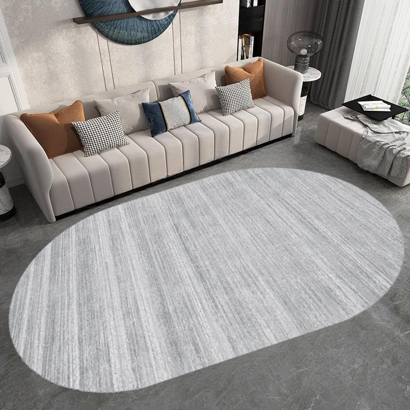 Alfombra ovalada de diseño abstracto moderno en gris decorativa para salones selectos 80x140
