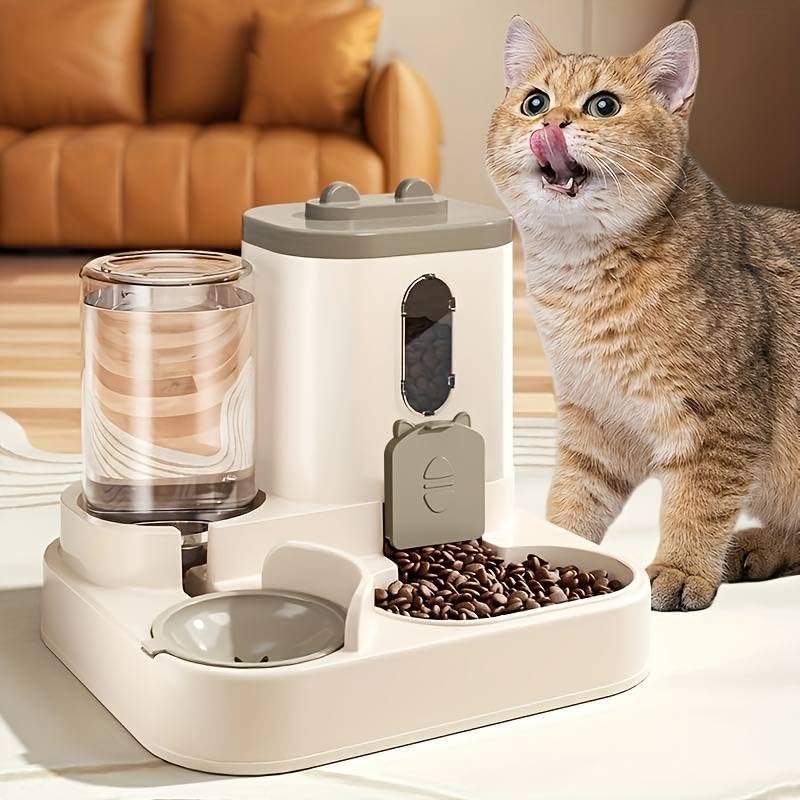 Juego combinado de alimentador automático de mascotas y dispensador de agua dos en uno, para gatos pequeños y medianos, perros, gran capacidad y
