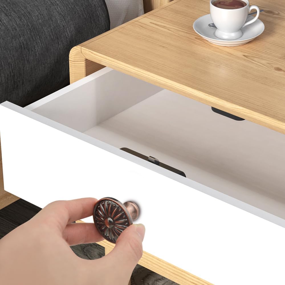 WMYCONGCONG 20 PCS Antique Dresser Knobs Round Pulls 35mm Diameter Vintage Flower Pattern Single Hole Pull Knob with Screws for Kitchen Cabinet Drawer Cupboard Closet Door Wardrobe