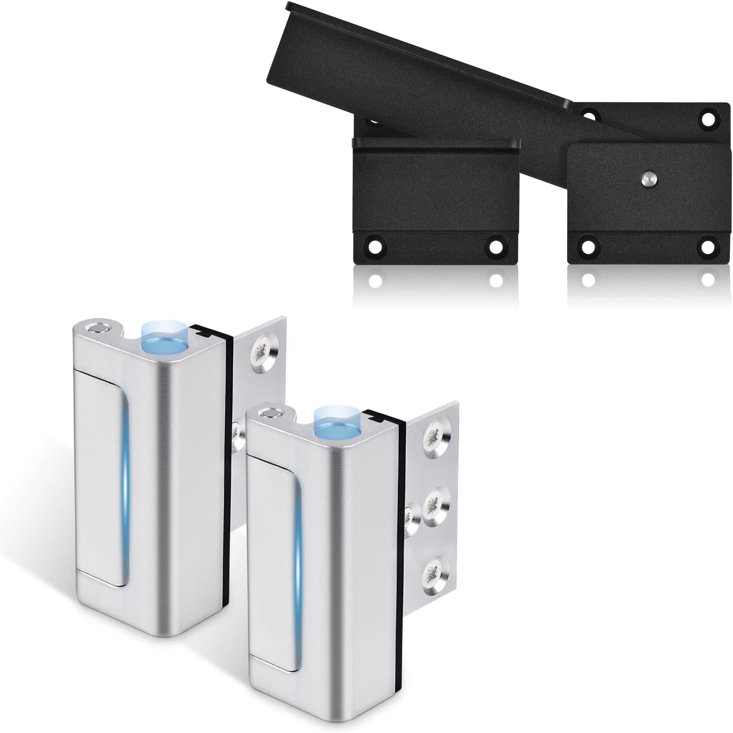 Home Security Door Reinforcement Lock, Childproof Safety Door Lock Latch Stopper. Flip Gate Latch Lock with Padlock Hole, 3.5mm Aluminum Alloy Door Latch for Outdoor Wooden Fence,Barn Door,Shed