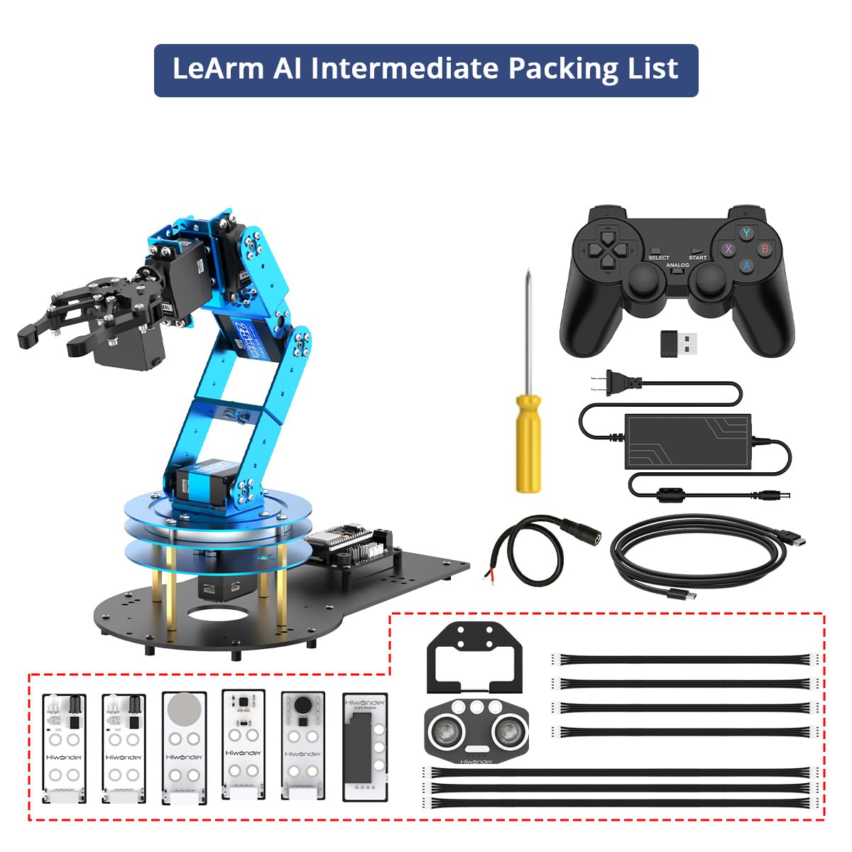 Ramię robota do Arduino AI Vision Interakcja głosowa 6DOF serwo magistrali szeregowej ramię robota, projekt STEM Edukacyjny robot i zestawy inżynieryjne, nauka/kodowanie/programowanie, zestaw pośredni