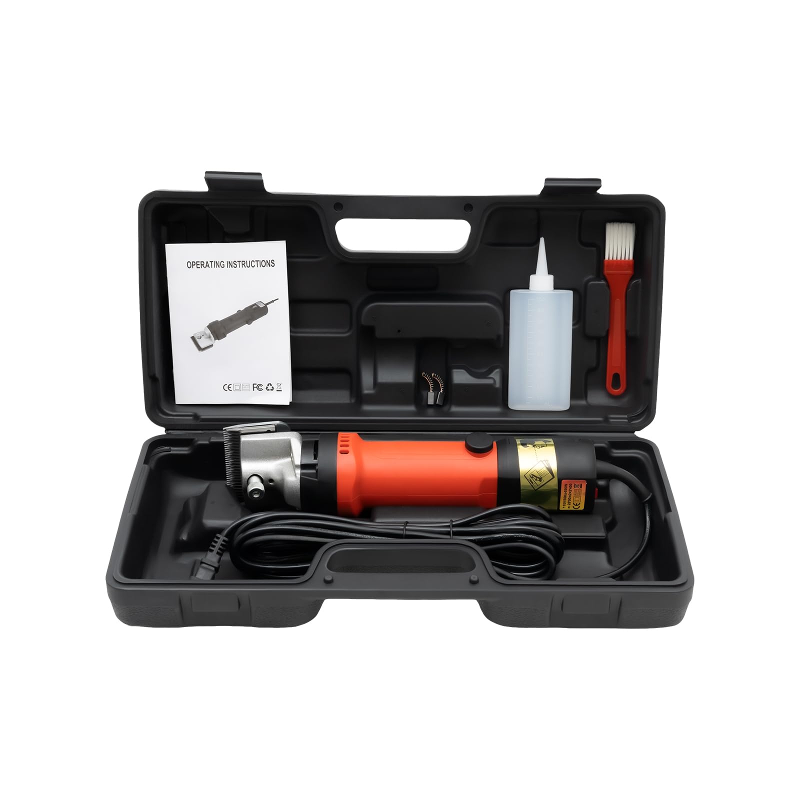 ERAAND Horse Clippers Professional Electric Animal Grooming Kit w/6 Adjustable Speed & Detachable Blades,Heavy Duty Horse Goat Cattle Large Thick Coat Animals Trimmer, Red, Black