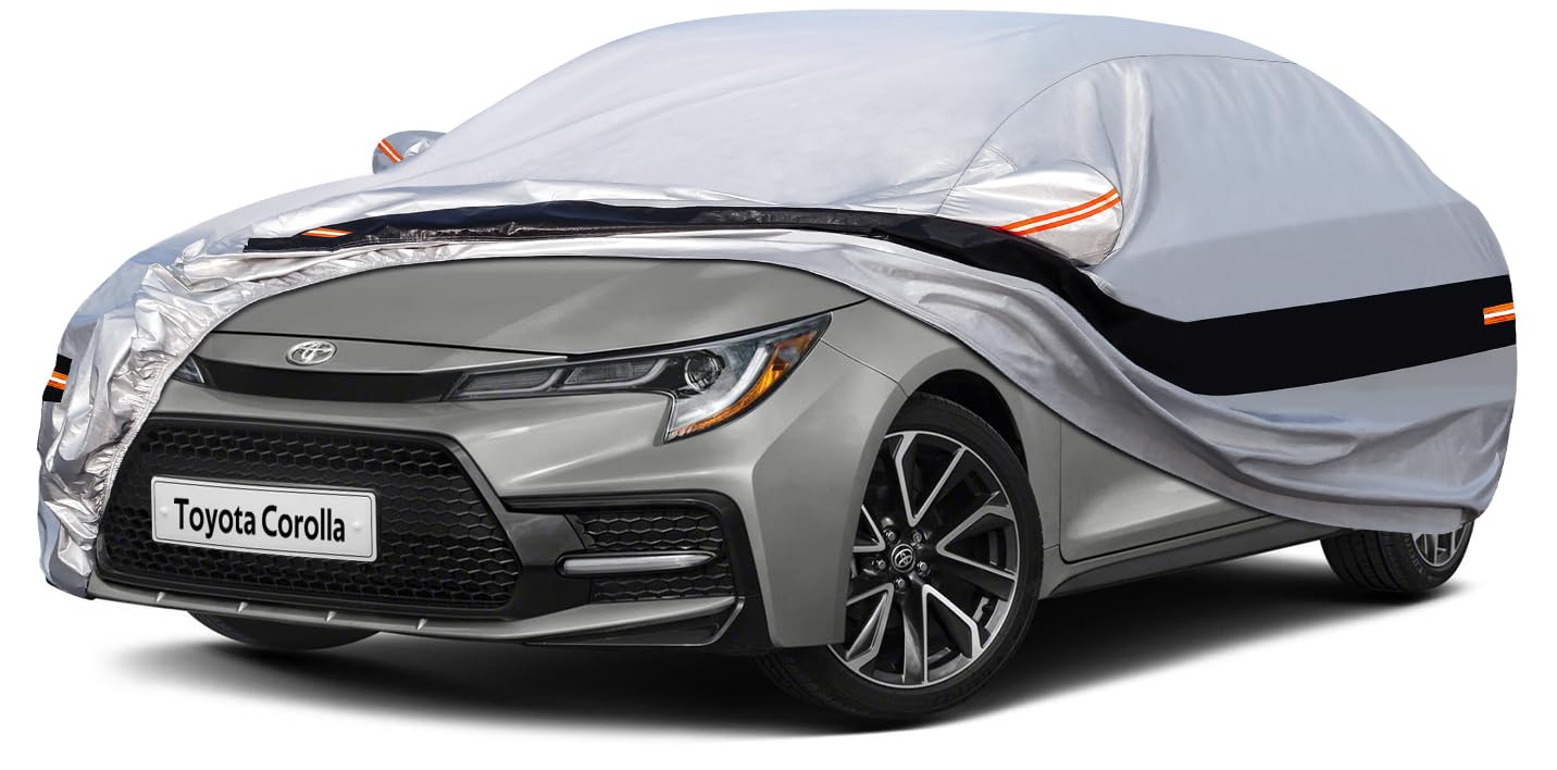 10 Layers Car Cover Custom Fit for Toyota Corolla Sedan (2000-2026) Waterproof All Weather for Automobiles, Outdoor Full Cover Rain Sun UV Protection.Silver