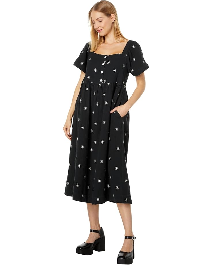 Madewell Melanie Short Sleeve Square Neck Easy Midi Dress