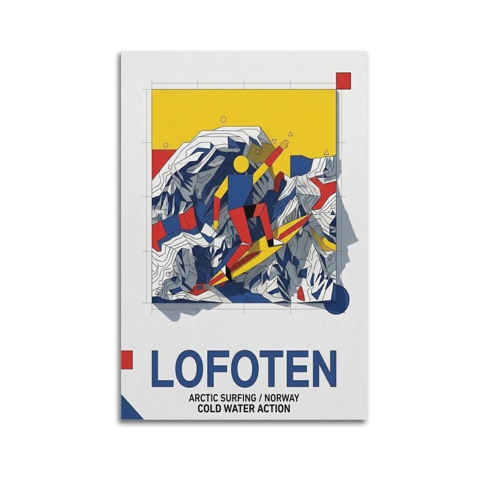 OKAHYS Sport Travel Poster Norway Lofoten Arctic Surfing Modern Decorative Canvas Prints - Ideal Wall Art for Family, Man Cave, Game Room, Boys & Girls Bedroom 24x36inch(60x90cm)