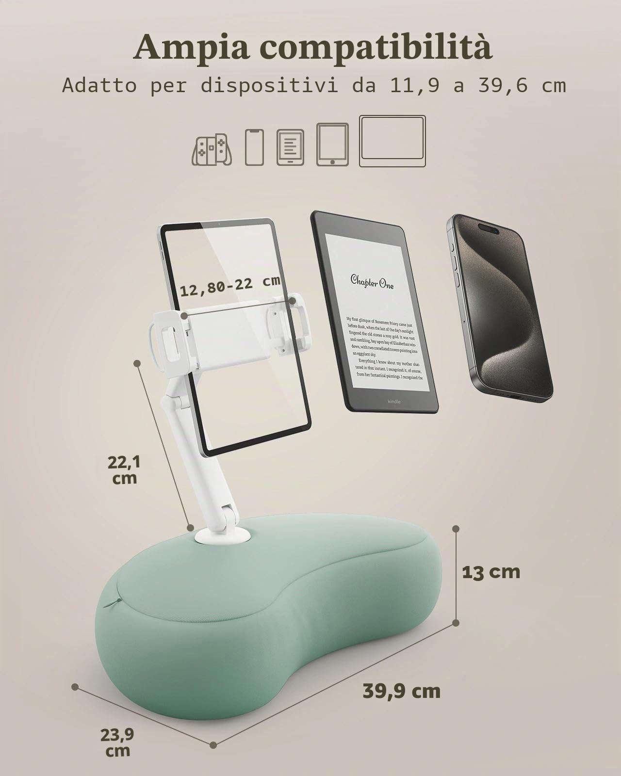 SAIJI Supporto per tablet Kindle, compatibile con Kindle da 4,7"-15,6", telefoni, tablet, iPad, monitor portatili, supporto per tablet regolabile a 360° per letto con braccio flessibile a doppio asse