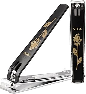 Vega Large Nail Clipper 1 Piece with Anti-Slip Grip for Men & Women | Stainless Steel Nail Trimmer for Fingernails & Toenails | Nail Cutter | Professional Manicure Pedicure Kit Tool, (LNC-03)