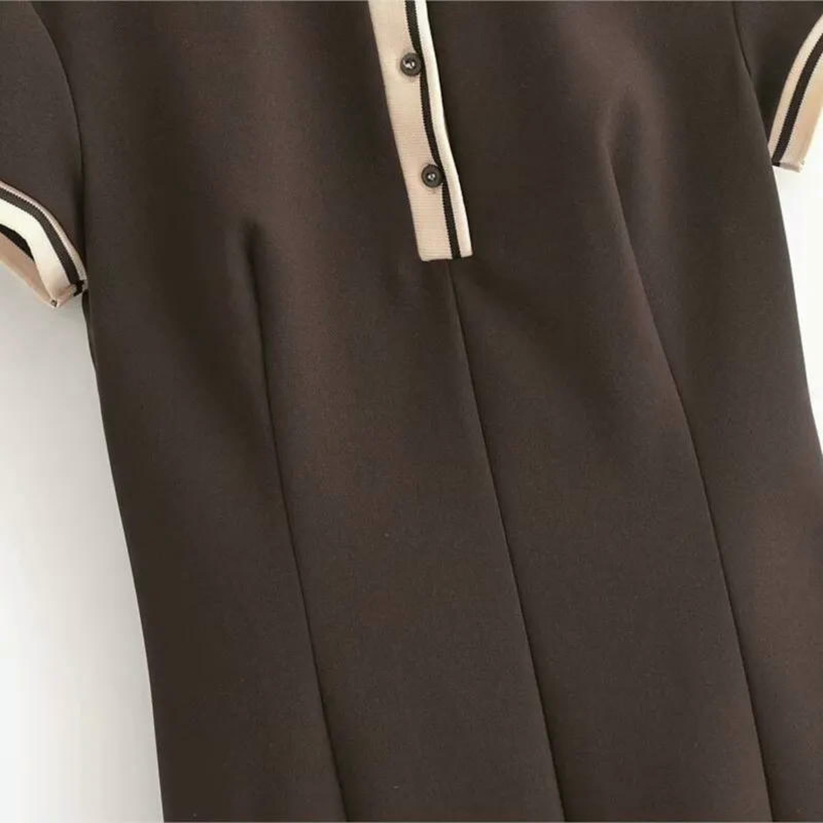 Vestito Donna Abito Corto A Pieghe Largo per Donne Autunno Casualmente Coste Mini Abiti in Stile Sciplitura Femmina Midi-Rosso-l