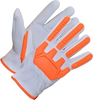 SALUS WEAR Leather Work Gloves for Men - Heavy Duty, Cut Resistant, Tactical Gloves Kevlar Reinforcement - Construction, Impact Work (Medium)