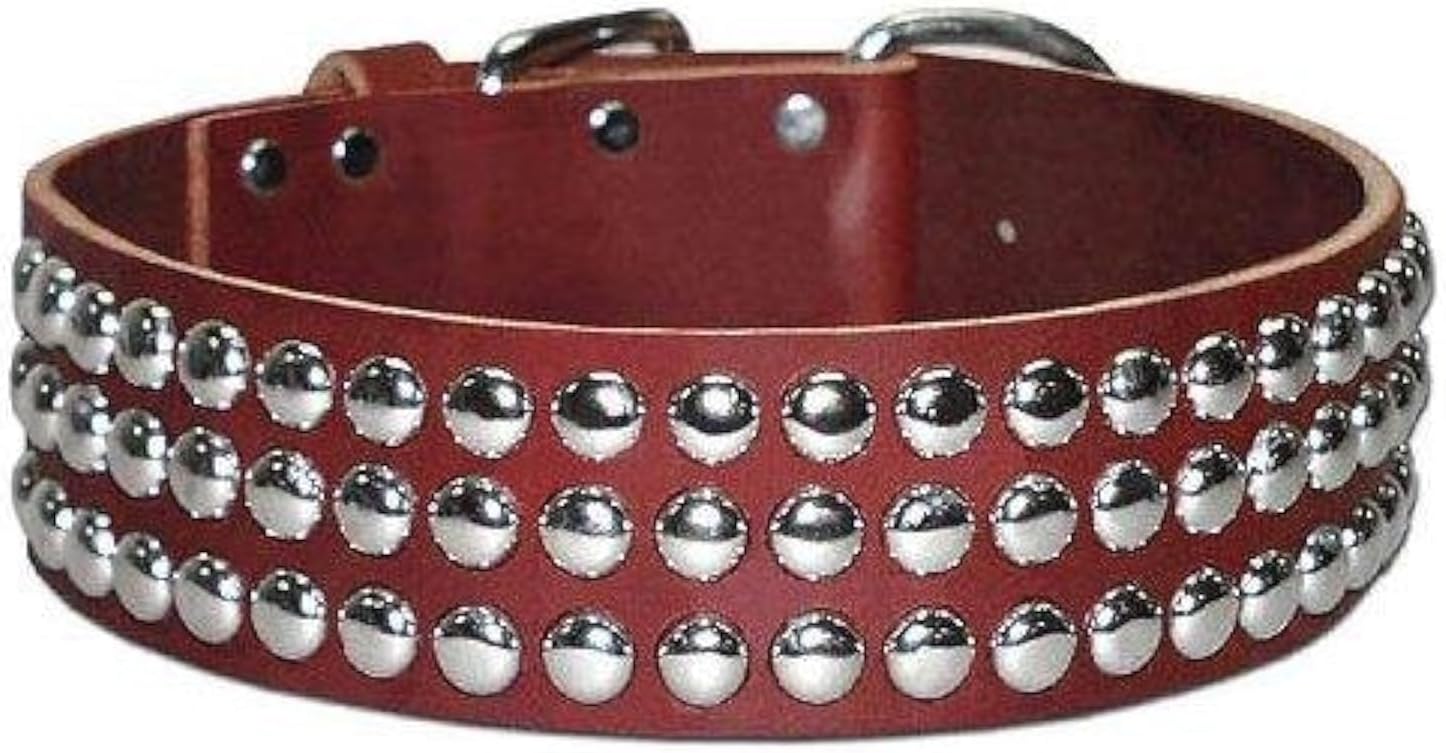 Leather Brothers 2063-BK30 2 x 30-Inch Studded DF Latigo Leather Dog Collar, X-Large, Black