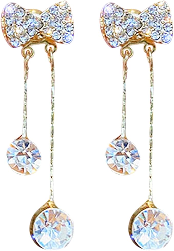 Amazon Co Jp Linfrsh イヤリング 可愛い 安い シンプルなタッセルダイヤモンドスタッドイヤリングファッションボウノット イヤリングイヤリング 韓国 ファッション 秋 プロテイン スマホショルダー ワイヤレスイヤホン プール Clothing Shoes Jewelry