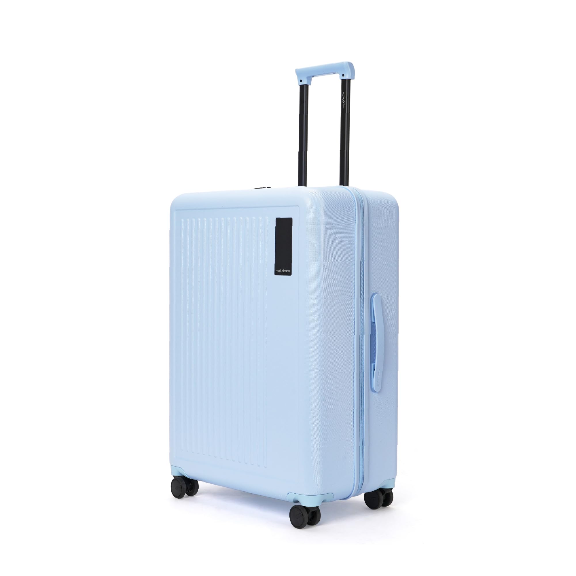 MOKOBARA Transit Check-in Large Luggage Trolley Bag-74cm(100L),Lightweight Polycarbonate Hardshell,360° 8 Silent Wheels,One Push TSA Lock,Premium Zipper,Suitcase for 15+ Day Travel,Blue(Shy Blue)