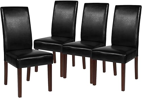 Miniatura 13 de Flash Furniture Greenwich Series - Juego de 2 sillas de comedor Parsons de mediados de siglo con parte trasera tapizada de LeatherSoft beige Beige