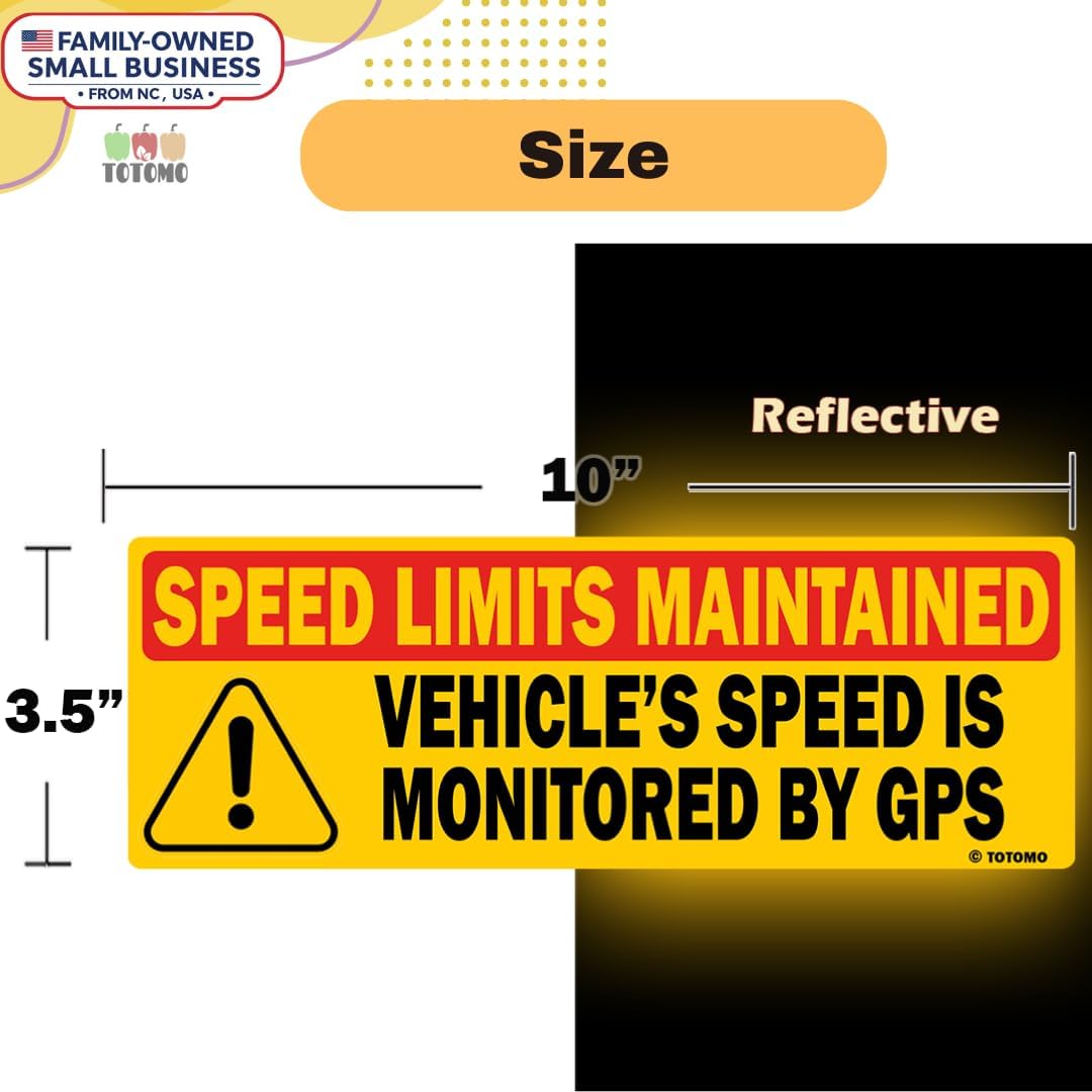 Magnetic Sign 10-Pack Vehicle Speed is Monitored by GPS | Speed Limits are Maintained Safety Magnet 10"x3.5" Reflective Warning Decal for Car Truck Van Fleet Commercial Vehicles Durable Weatherproof
