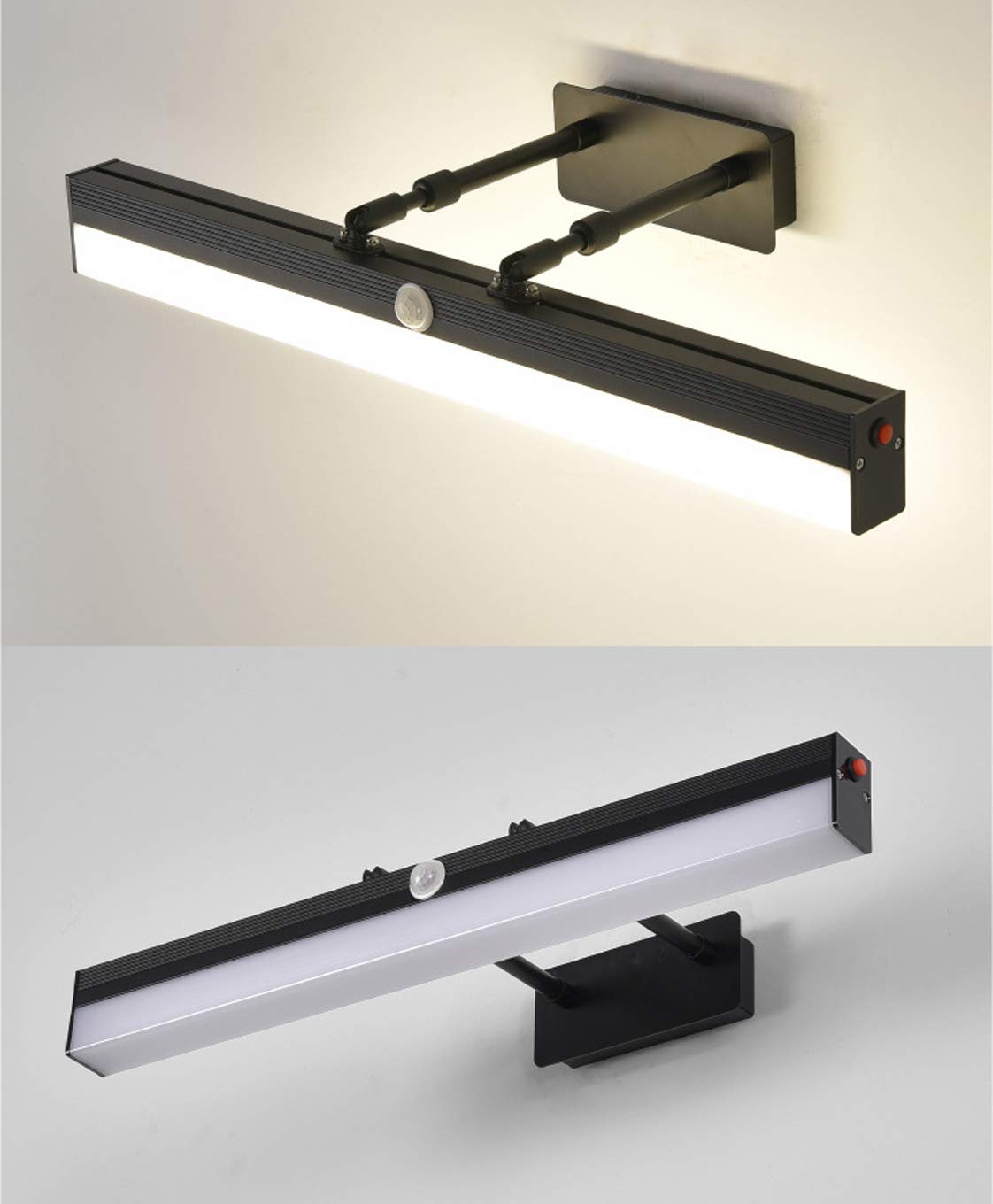 Luz espejo baño, luz espejo LED Sensor movimiento Iluminación imagen LED Lámpara frontal pared ahorro energía Blanco cálido 4000K IP44 Luces aplique maquillaje LED impermeables con interruptor enc