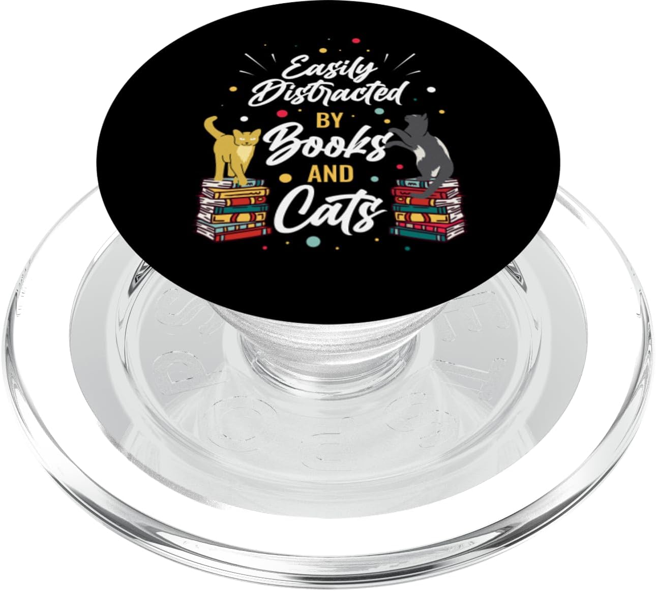 Easily Distracted By Books And Cats PopSockets Grip and Stand for Phones and Tablets PopSockets MagSafe PopGrip for iPhone