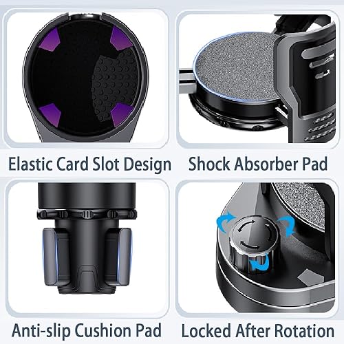 Miniatura 2 de Expansor de portavasos doble, 2 en 1 multifunción para automóvil con cerradura, soporte giratorio de 360 para bebidas con base ajustable, expansor