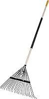 True Temper 22-Tine Steel Leaf Rake with Hardwood/Steel Handle - Durable Lawn Dethatching & Leaf Clearing Tool