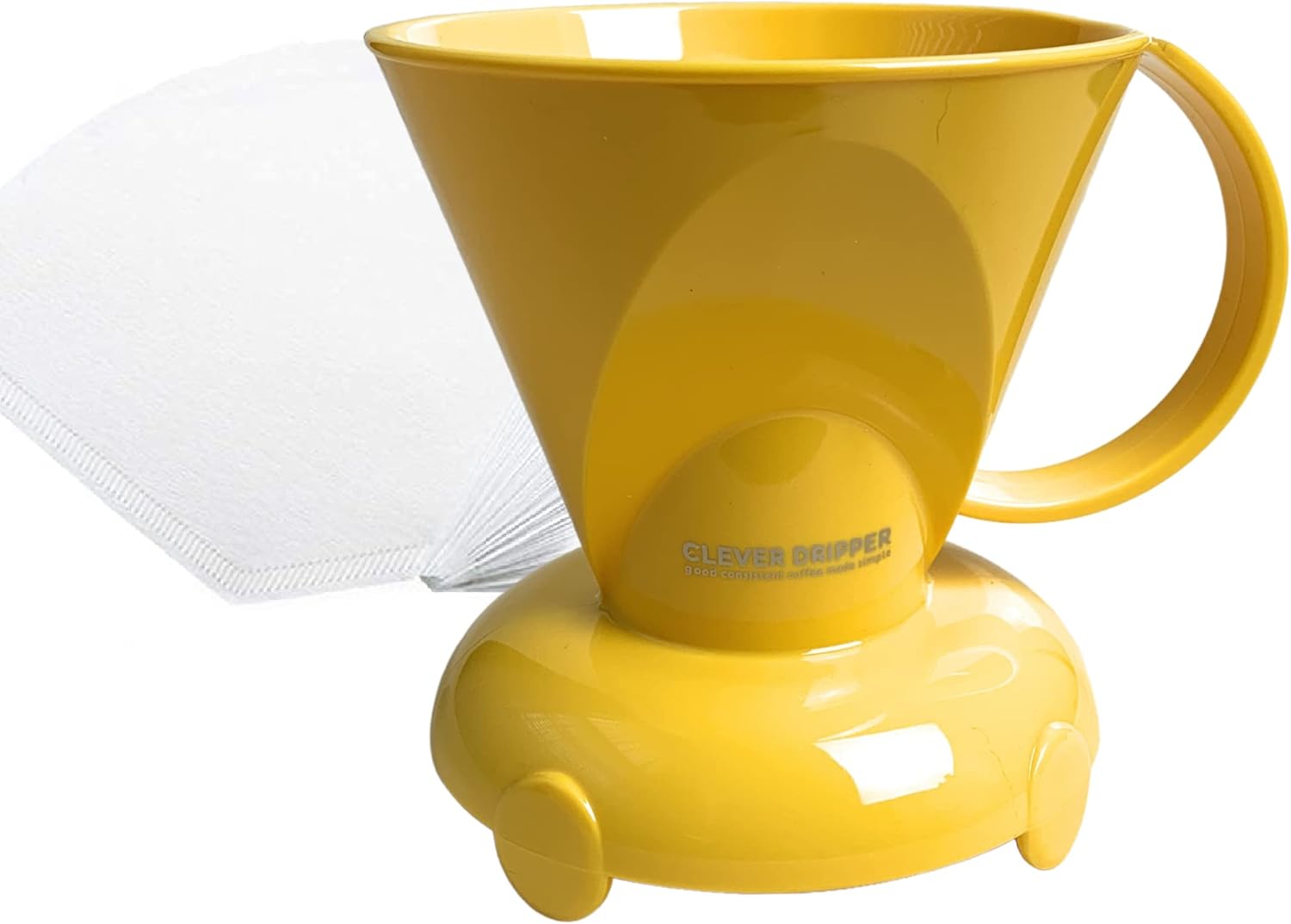 Clever NEW Yellow Coffee Dripper Coffee Maker Safe BPA Free Plastic Hassle-Free Ways Make Manual Pour Over Coffee & Cold Brew, 10 Fl Oz.