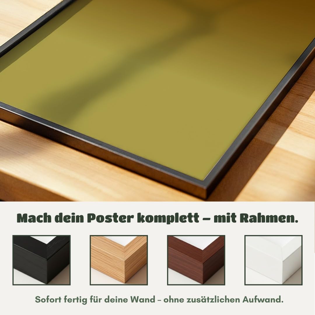MJ-GRAPHICS® Poster Abstraktes Motiv im minimalistischen Stil Erdtöne für Wohnzimmer oder Büro Wandbild Wanddeko Bilder Deko Innenraumgestaltung A2 mit beigem Rahmen