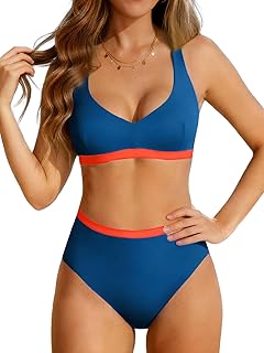 Women's High Waisted Bikini Set - Womens Two Piece Swimsuit Criss Cross Back Bathing Suit for Women