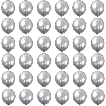 Balloons Metallic Silver 12 Inch for Party Shiny 36 Pieces 30 cm Metallic Chrome Silver Latex Balloons Helium Balloons for Birthday Wedding Baby Shower Graduation Christmas Party Decor