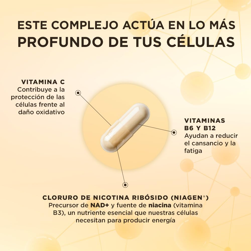 Solgar Cellular Energy con Niagen | Precursor de NAD+ | 28 Cápsulas | Reduce el cansancio y la fatiga · Con vitaminas B2, B3, B6, B12 y C · Vegano
