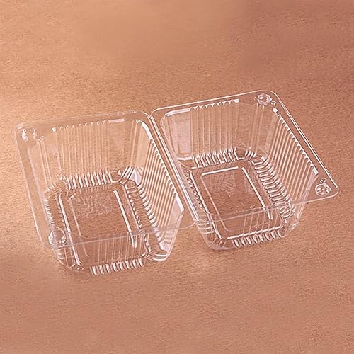 Miniatura 7 de FEOOWV 100 recipientes de plástico con bisagras para comida de 5.3 pulgadas de largo x 4.9 pulgadas de ancho x 2.9 pulgadas de profundidad,