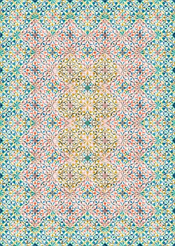 Studio M Floor Flair Kaleidoscope - 5 x 7 Ft Decorative Vinyl Rug - Non-Slip, Waterproof Floor Mat - Easy to Clean, Ultra Low Profile - Printed in The USA