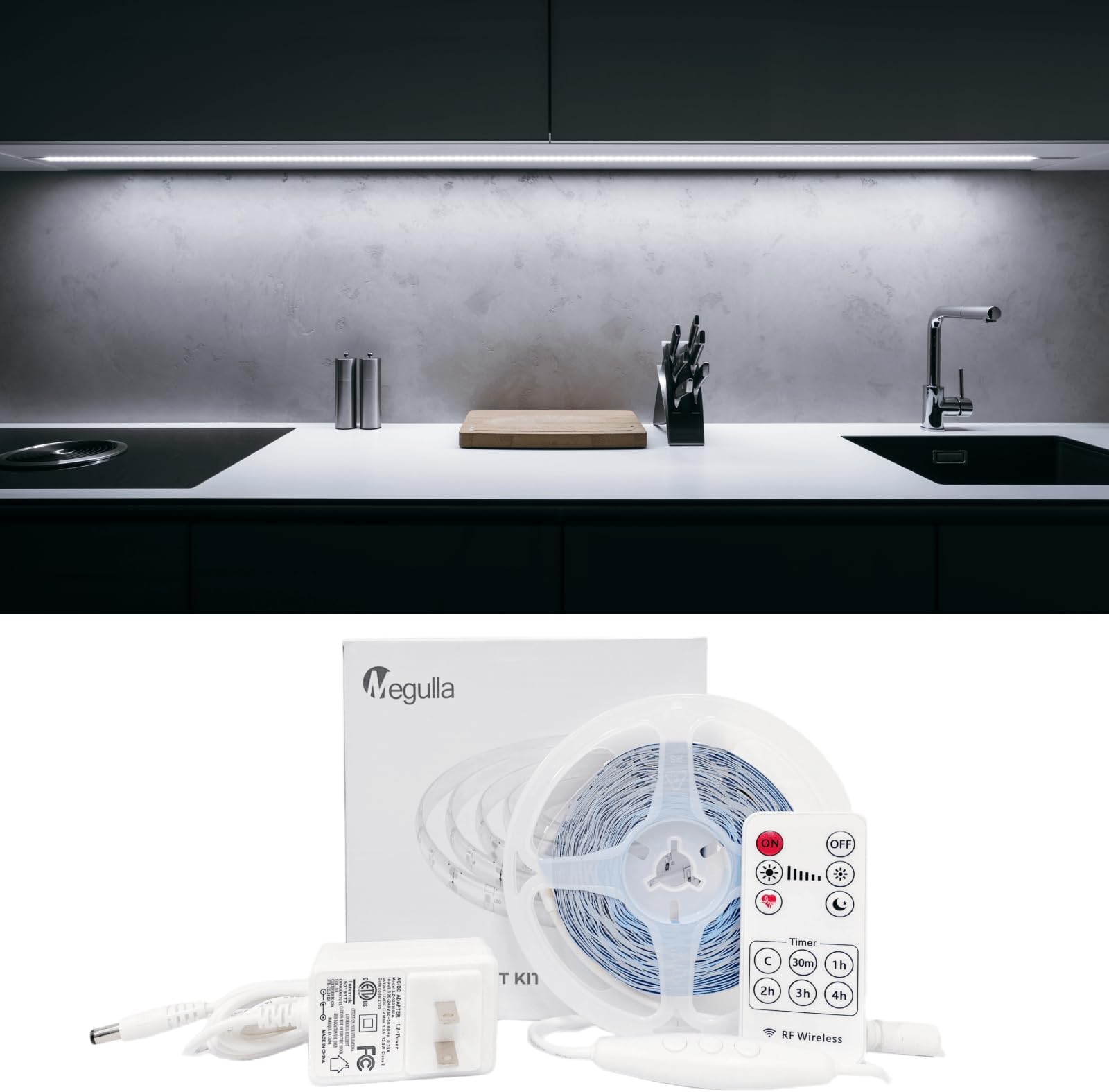 Lot 3 Lumières LED Sous Armoire RGB Piles – Télécommande, 12 Couleurs, Variateur & Minuterie 120 Min