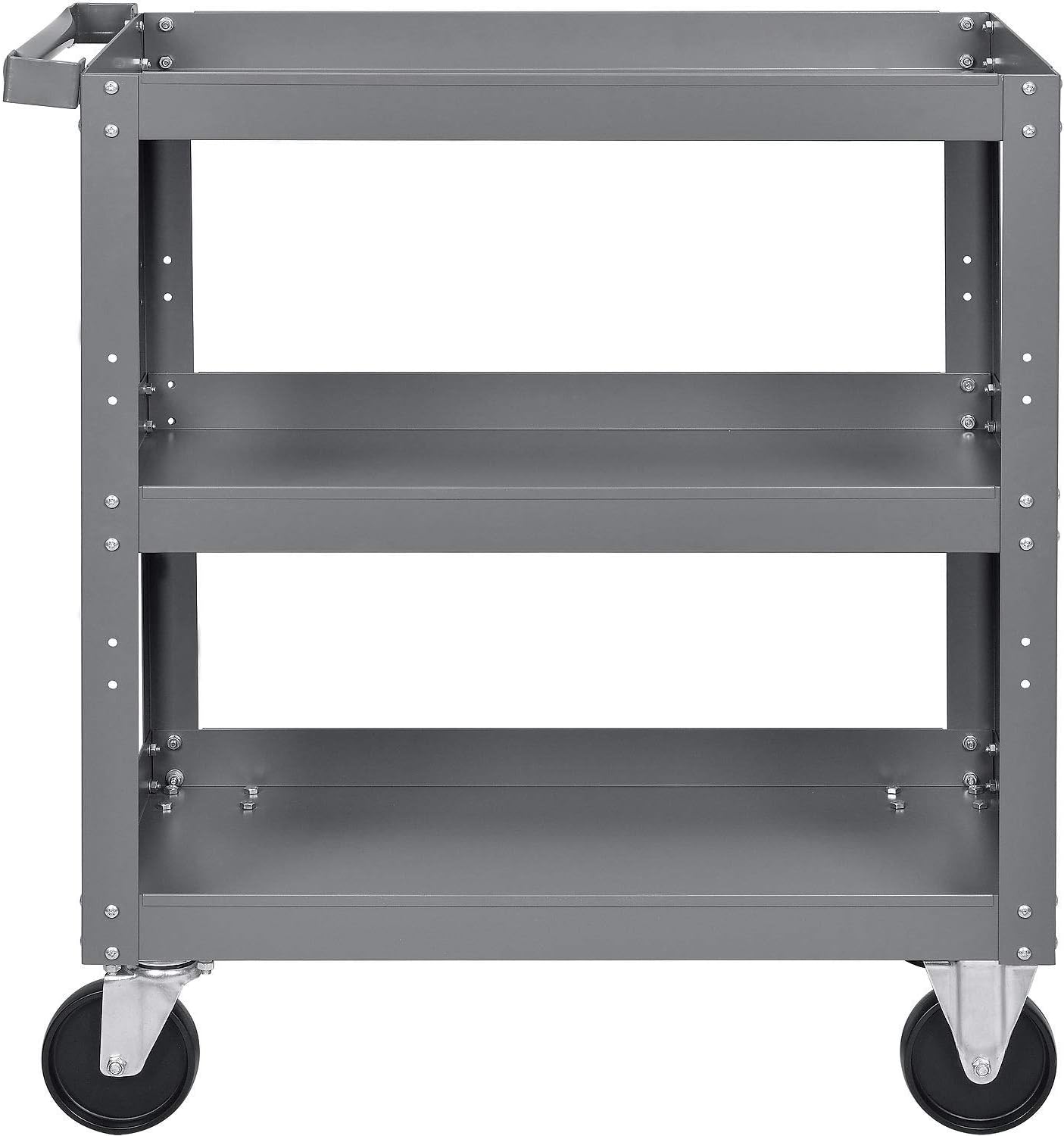 Global Industrial 3 Shelf Steel Stock Cart, 800 Lb. Capacity, 30" L x 18" W x 36" H