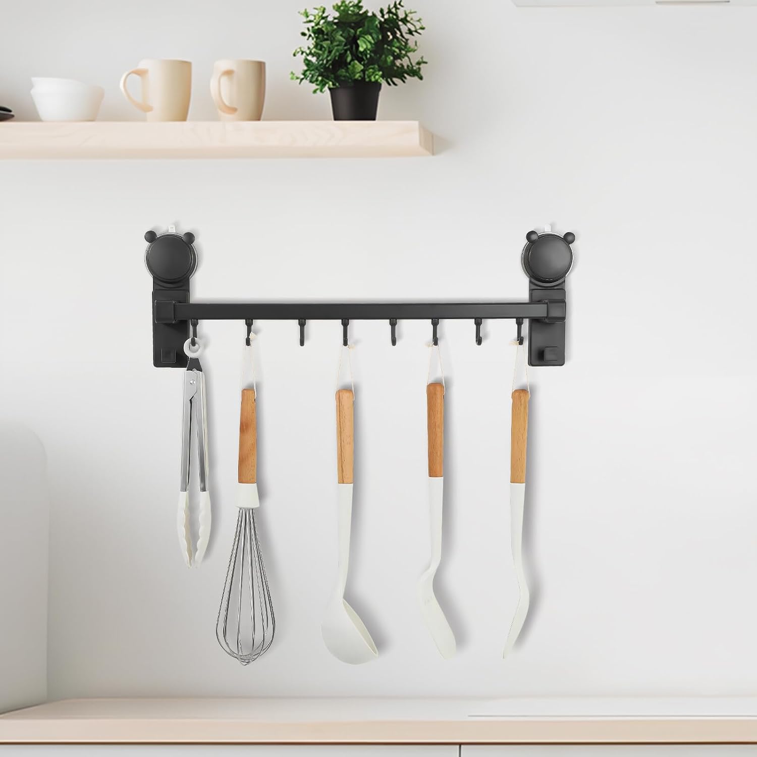 Heavy Duty Suction Cup Hooks Kitchen and Bathroom Wall Mount Rack 50cm Single Rod Suction Hook Organizer for Shower Towel Utensils for Home Storage