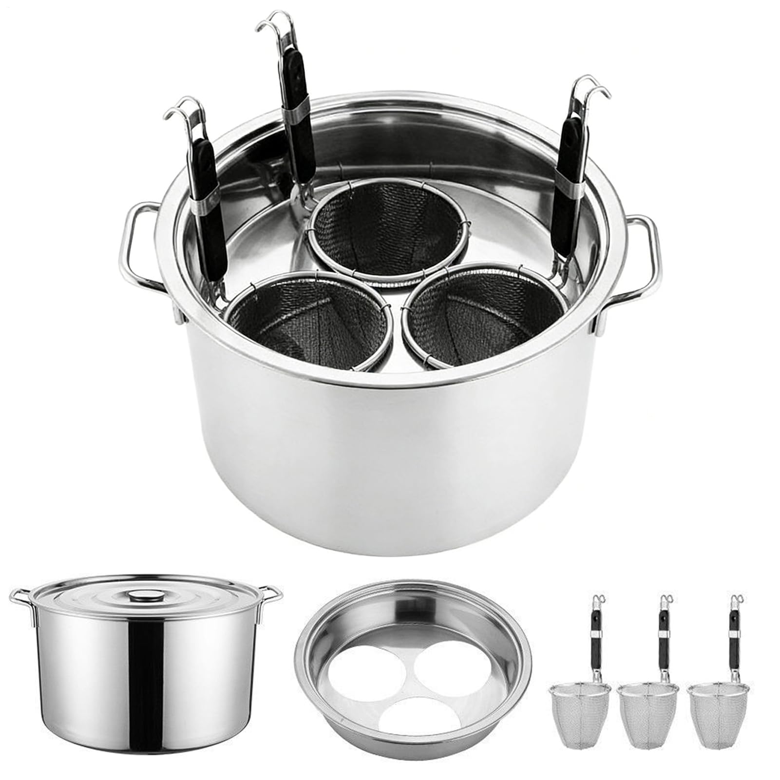 Olla para Pasta con Colador Integrado Acero Inoxidable Para Hervir Fideos | Hervidor De Pasta Para Hogar Para Familias Ocupadas, Preparar Comidas, , Verduras, Sopa, Vacaciones, Camping, Cenas