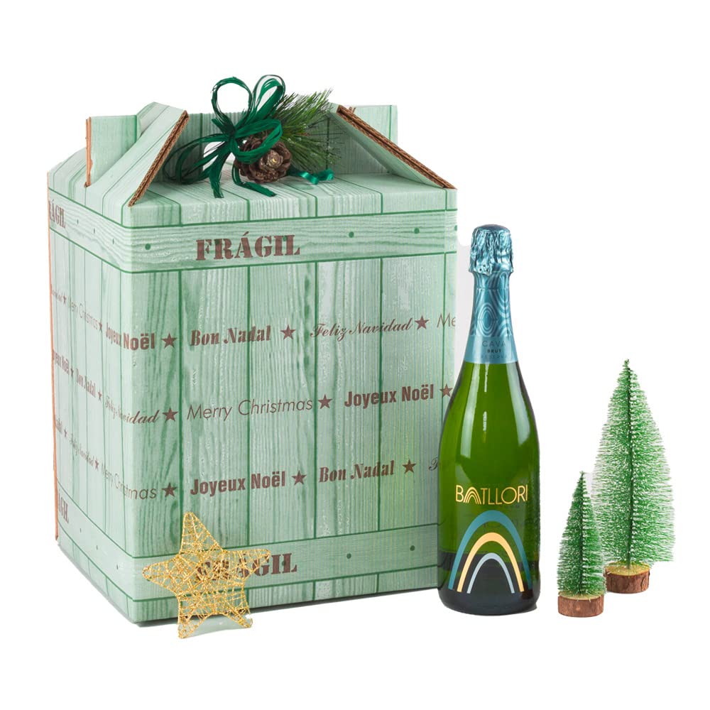 ONLY BOXES Pack de 10 cajas de cartón para lote y cestas de Navidad, Lote con impresión navideña para regalo de panera, botellas, envío lote, Capacidad para 9 botellas