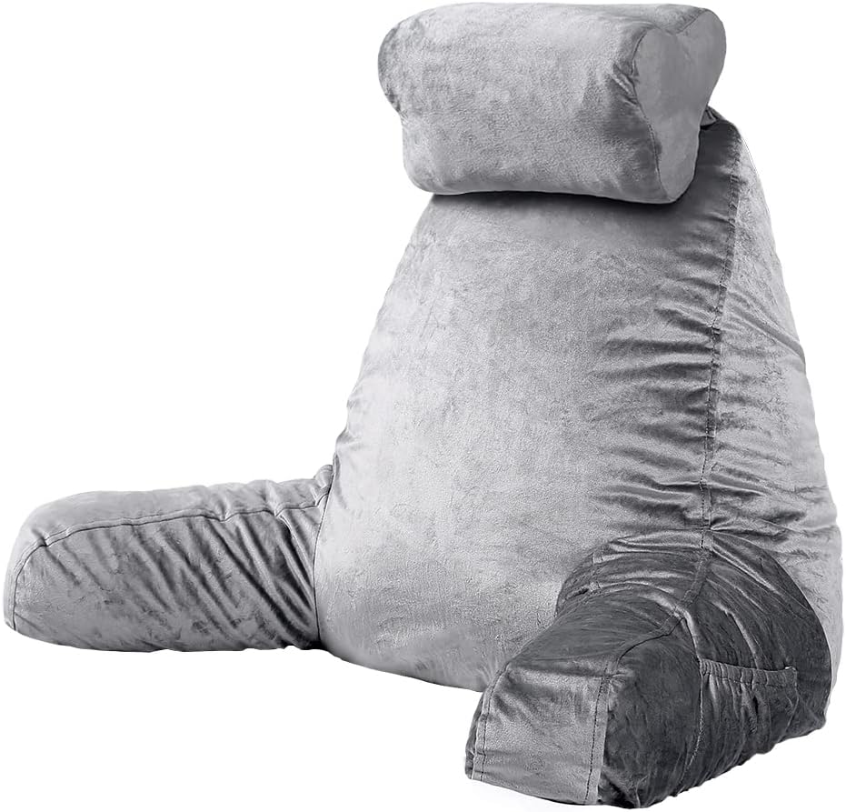 Reading Pillow-Shredded Foam Reading Pillow with Detachable Neck Roll Pillow-Great Support for Reading, Relaxing, Watching TV