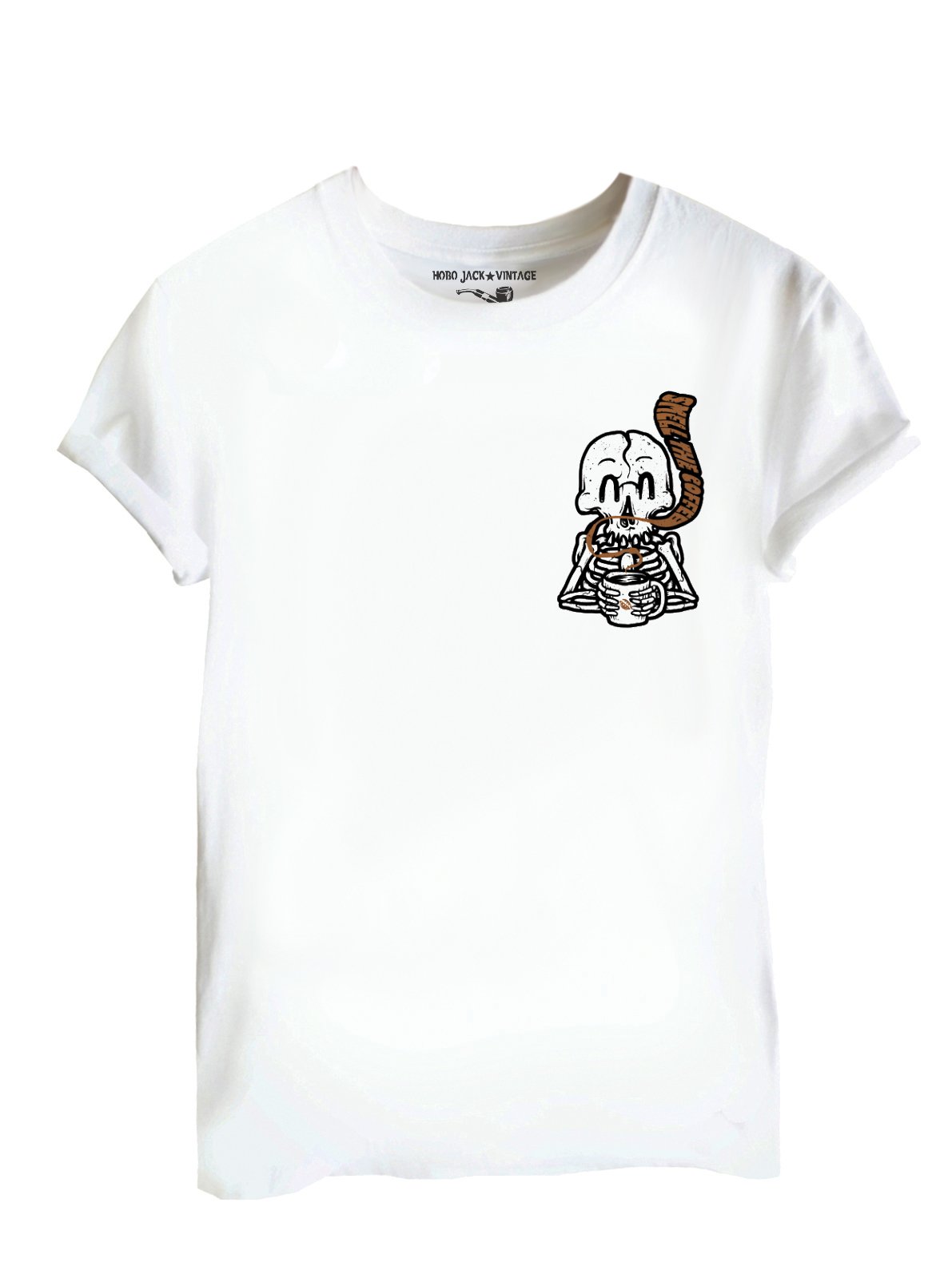 HOBO JACK - Wake up, Smell The Coffee - White tee T-Shirt (XXL)