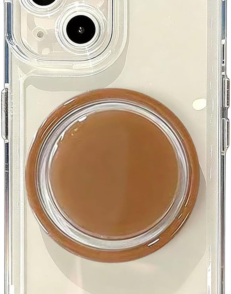 Solid Color Magnetic Phone Grip Stand Compatible with Magsafe, Foldable Bling Cell Phone Holder for All Smartphones and Tablets - Light Brown