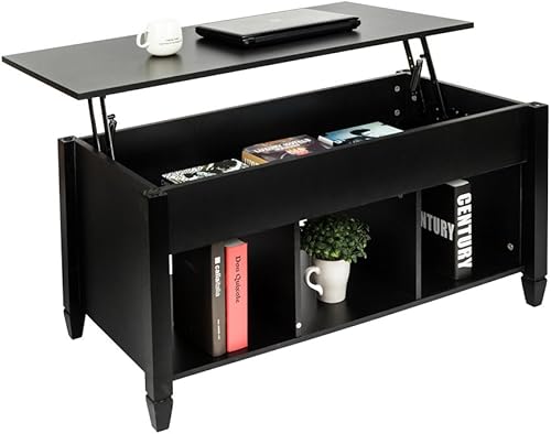 Miniatura 6 de Mesa de centro elevable para sala de recepción con compartimento oculto y estantes de almacenamiento, muebles de mesa elevadores
