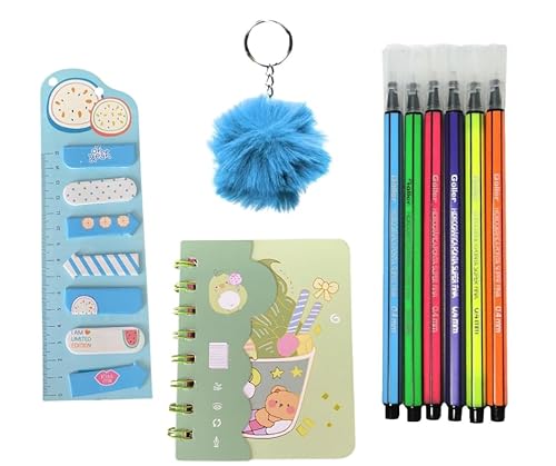 Kit Papelaria caderno chaveiro bloco de notas adesivas canetas coloridas kit Kt16