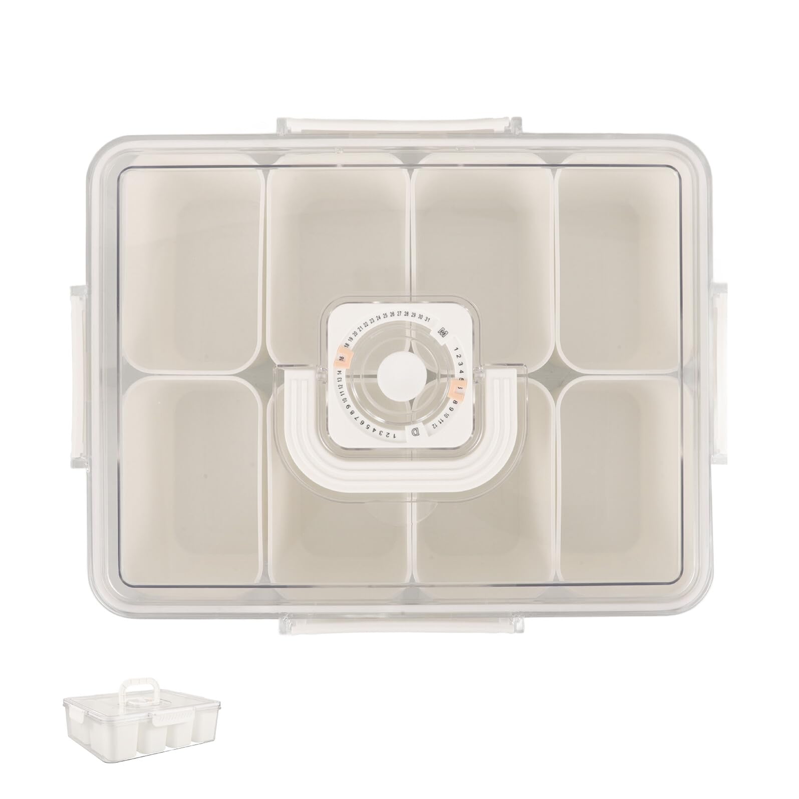 VALICLUD Scatola Snack Scomparti con Coperchio e Manico Contenitore Portatile per Frutta Dolci e Snack Resistente e Facile da Pulire per Feste Picnic e Viaggi