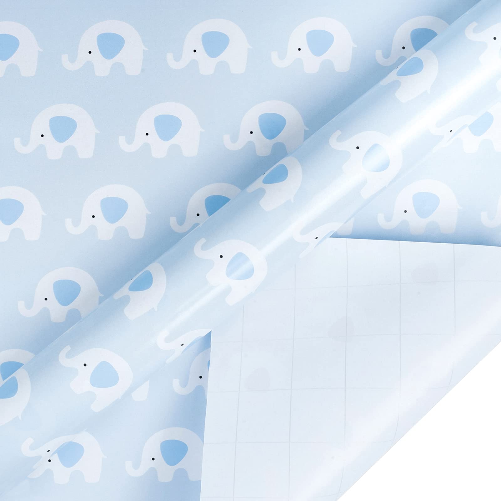 WRAPAHOLIC - Rollo De Papel De Regalo Reversible De 30 Pulgadas, Diseño De Cuadros Azules Y Blancos