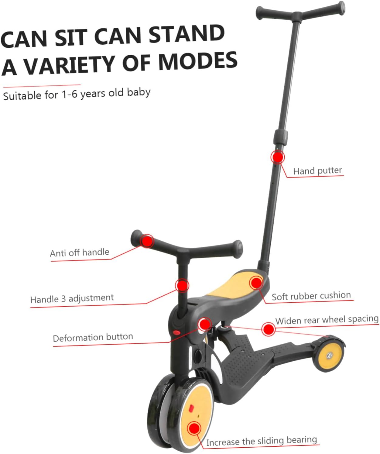 Balacoo 1Pc Multi Function Scooter for Aged Three Wheeled Balance Bike in Elegant Baroque Promotes Balance and Coordination Skills for Playtime and Aesthetic