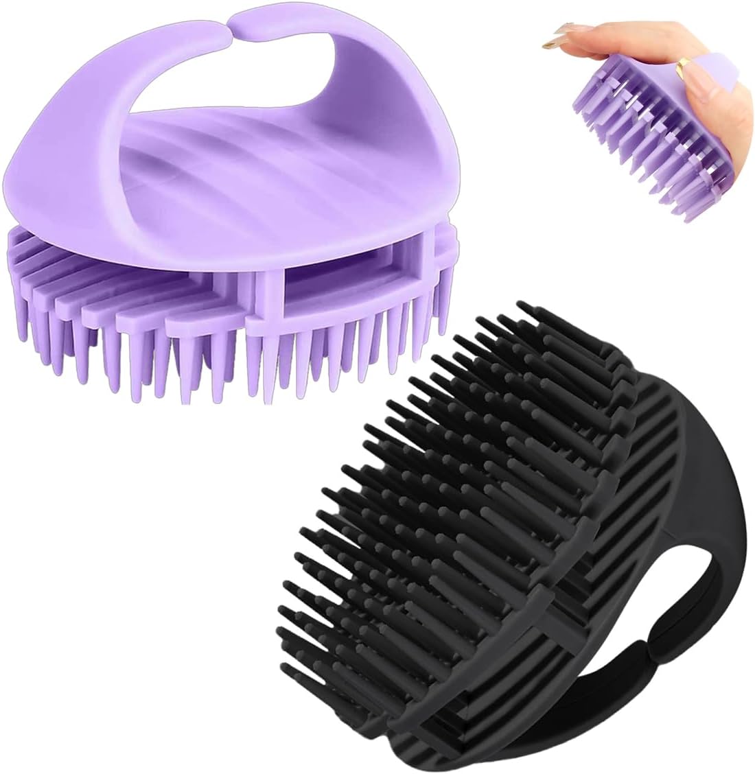 OULIGET Scalp Massager Shampoo Brush with Long Bristles, Silicone Scrubber Hair Wash Tool for Dandruff, Comfortable Shower Brush, 2 Pieces