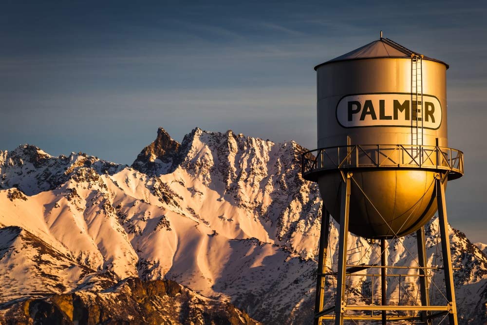 Posterazzi DPI12511040LARGE - Pico de la torre del agua al atardecer en invierno, Valle de Matanuska, South-Central Palmer, Alaska, Estados Unidos de América, impresión fotográfica, 34 x 22 pulgadas